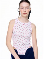 韓國MARDIMERCREDI - BODY SUIT DETAIL SLEEVELESS TOP FLORAL_PINK