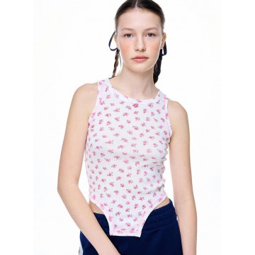 韓國MARDIMERCREDI - BODY SUIT DETAIL SLEEVELESS TOP FLORAL_PINK