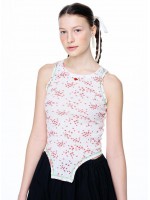 韓國MARDIMERCREDI - BODY SUIT DETAIL SLEEVELESS TOP FLORAL_RED