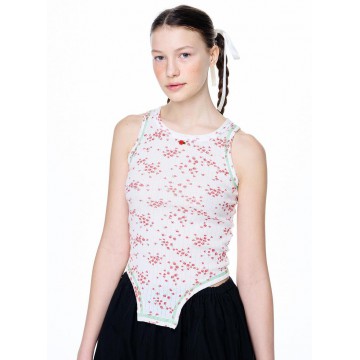 韓國MARDIMERCREDI - BODY SUIT DETAIL SLEEVELESS TOP FLORAL_RED