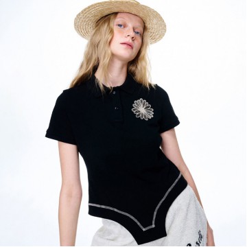 韓國MARDIMERCREDI - BODY SUIT DETAIL TOP_BLACK BEIGE