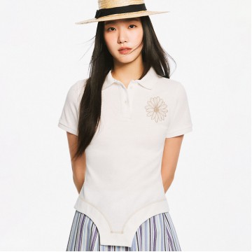 韓國MARDIMERCREDI - BODY SUIT DETAIL TOP_WHITE BEIGE