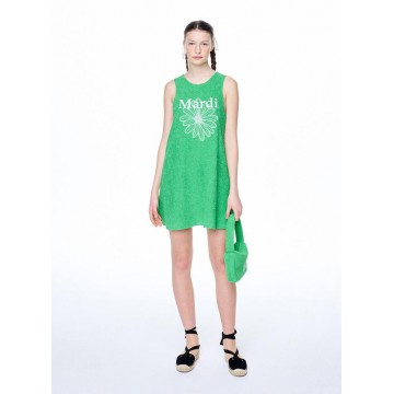 韓國MARDIMERCREDI - TERRY MINI SLEEVELESS DRESS FLOWERMARDI_GREEN WHITE