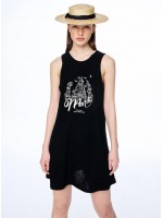 韓國MARDIMERCREDI - TERRY MINI SLEEVELESS DRESS BON VOYAGE_BLACK CREAM