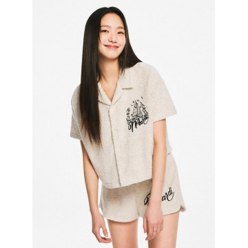 韓國MARDIMERCREDI - TERRY SHIRT HALF SLEEVE BON VOYAGE_OATMEAL BLACK