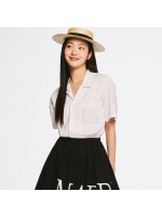韓國MARDIMERCREDI - SHIRT HALF SLEEVE STRIPE BON VOYAGE_WHITE BEIGE