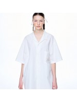韓國MARDIMERCREDI - OVERSIZED SHIRT HALF SLEEVE BON VOYAGE_WHITE BEIGE