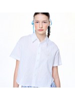韓國MARDIMERCREDI - COTTON CROPPED SHIRT HALF SLEEVE_WHITE BEIGE