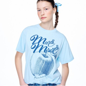 韓國MARDIMERCREDI - TSHIRT LES POMMES_SKY BLUE