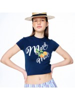韓國MARDIMERCREDI - CROPPED TSHIRT ORANGE BLOSSOM_NAVY