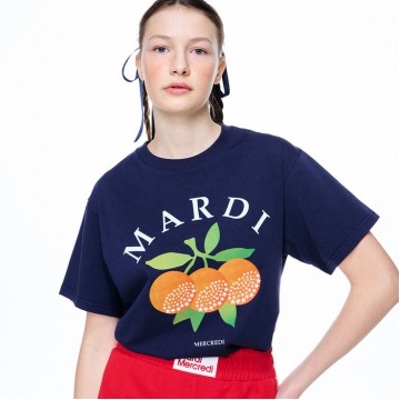 韓國MARDIMERCREDI - TSHIRT TRIO D`ORANGES_NAVY