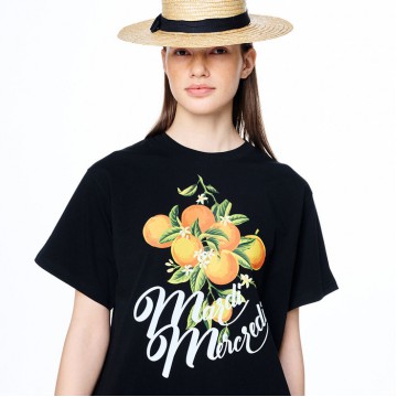 【韓國獨家限時優惠】韓國MARDIMERCREDI - TSHIRT ORANGE BRANCHE_BLACK