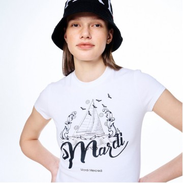 韓國MARDIMERCREDI - CROPPED TSHIRT BON VOYAGE_WHITE BLACK