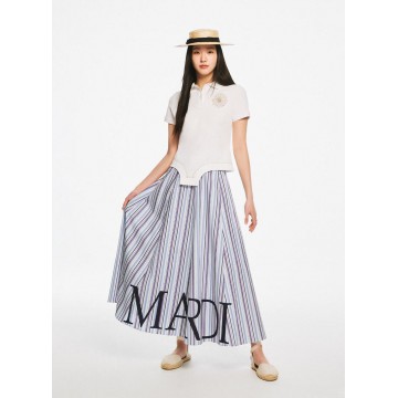 韓國MARDIMERCREDI - MAXI FLARE SKIRT STRIPE_BLUE NAVY