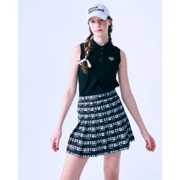 韓國MARDIMERCREDI - SLEEVELESS PIQUET TSHIRT BLOOMMARDI NEEDLEWORK_BLACK IVORY