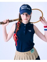 韓國MARDIMERCREDI - SLEEVELESS PIQUET TSHIRT BLOOMMARDI NEEDLEWORK_NAVY IVORY