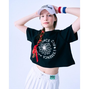 韓國MARDIMERCREDI - CROP TSHIRT ACTIF EMBLEM_BLACK IVORY