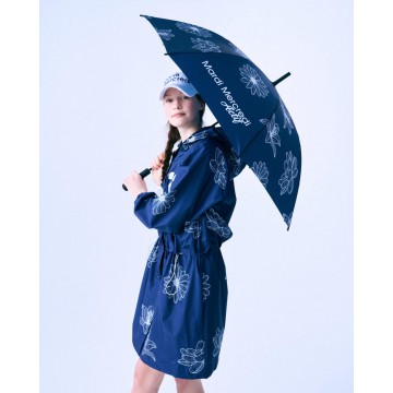 韓國MARDIMERCREDI - ALL OVER FLOWER PRINTED UMBRELLA_NAVY IVORY