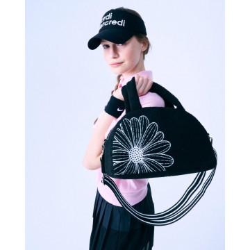 韓國MARDIMERCREDI - TERRY TOTE BAG FLOWER MARDI_BLACK IVORY
