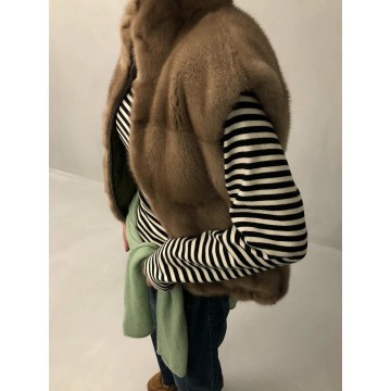 韓國東大門直送 maison staff 女裝外套(真貂皮,絲綢填充劑,長度+3CM) 棕色